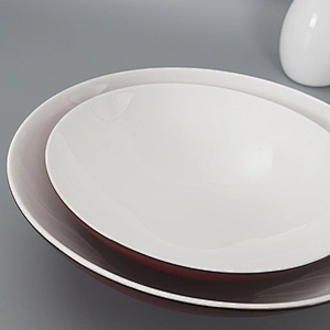 High Quality Cheap Round Red White Deep Soup Ramen Noodle Rice Ceramic Bowls Set