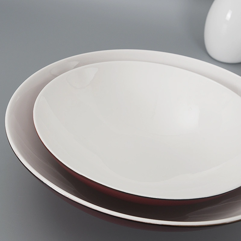 High Quality Cheap Round Red White Deep Soup Ramen Noodle Rice Ceramic Bowls Set