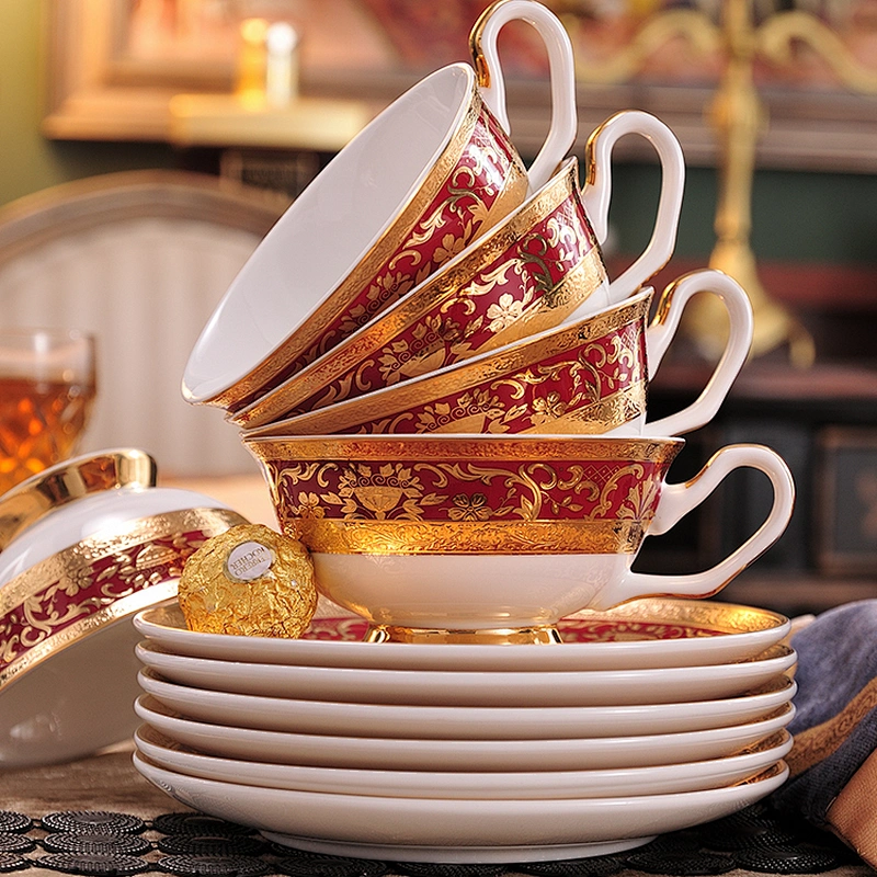 P&T Royal Ware Embossed GoldenBone China Coffee Cups A Grade Coffee Set English Afternoon Tea Set Good Rim Hotel Coffee Tea Cups