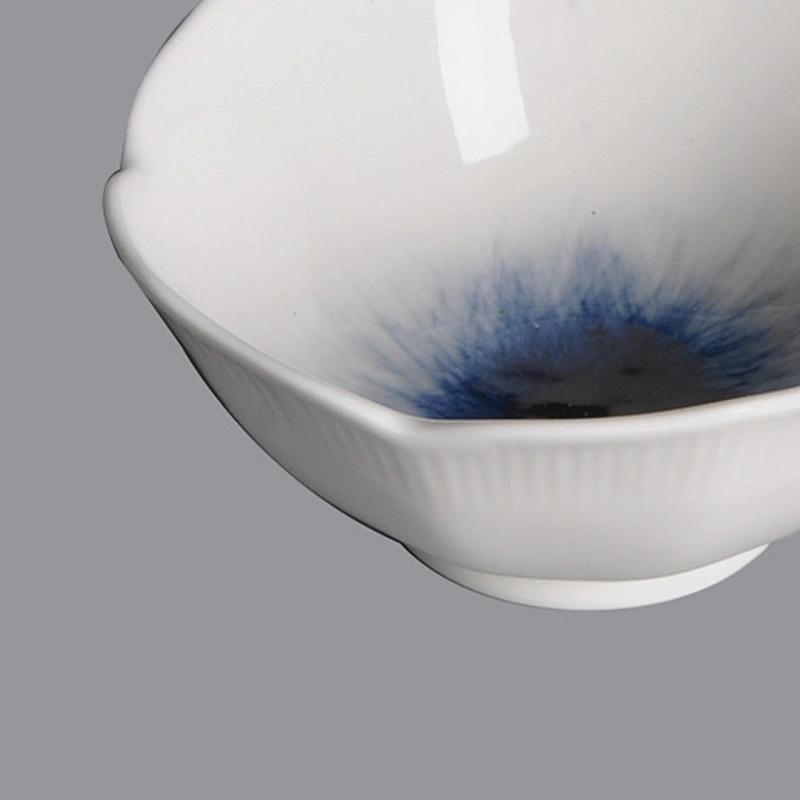 wholesale small white blue  japanese flower sakura shape ceramic porcelain bowl
