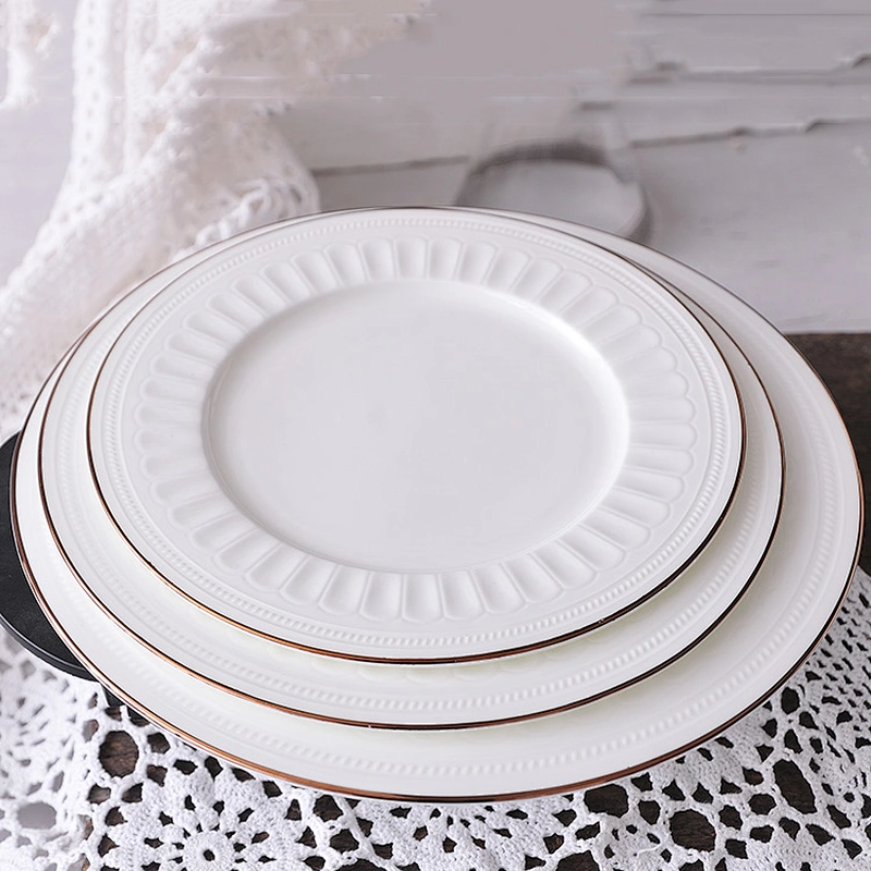 P&T royal ware luxury werstern white gold rim ceramic wedding tableware sets dinner set