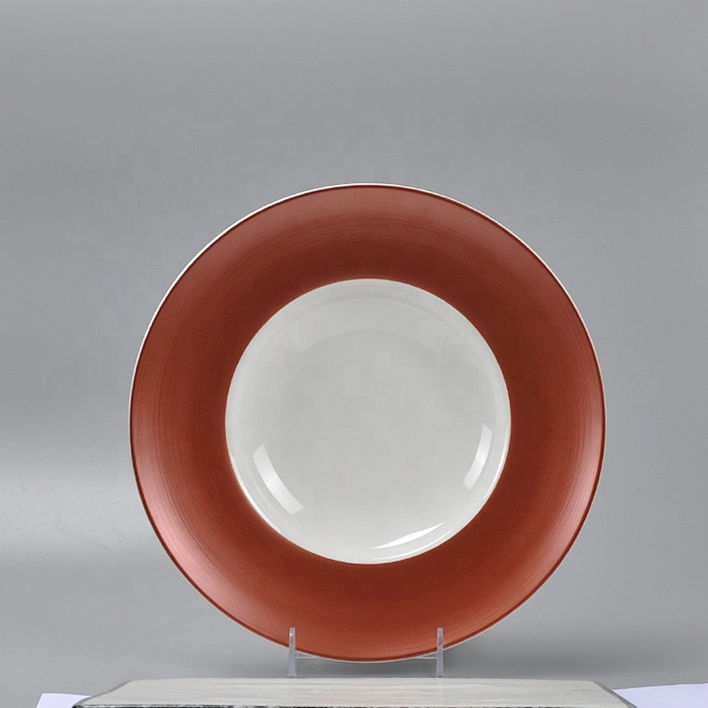 factory wholesale 12 inch round hotel restaurant hotel banquet crockery ceramic bone china soup plate