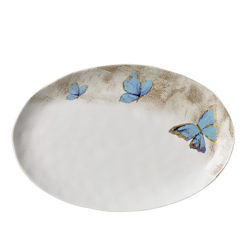 P&T  Hotel Vibrant Glazes Oval Plate, China Restaurant Porcelain Dinnerware