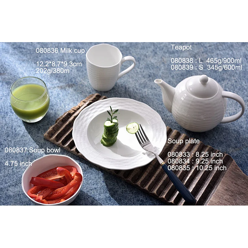 Luxury White Porcelain Royal Dinnerware Bone China Ceramic Dinner Set
