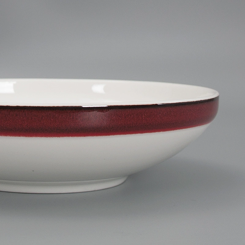 Manufacturer Nordic Round Red Glazed Deep Food Serving Ceramic Mixing Bowl