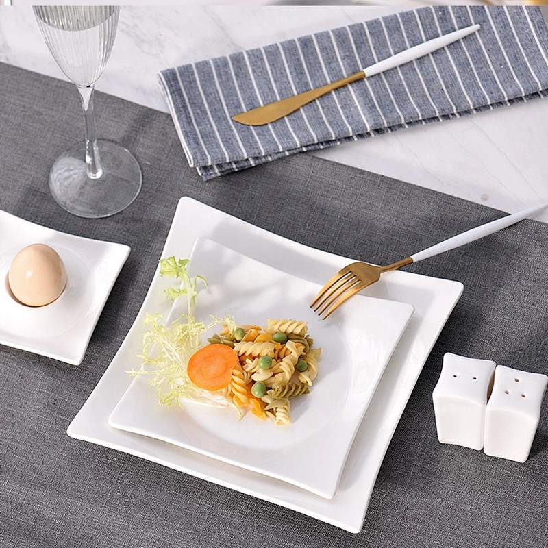 P&T Royal Ware wholesale white square ceramic wedding dinner plates for restaurant
