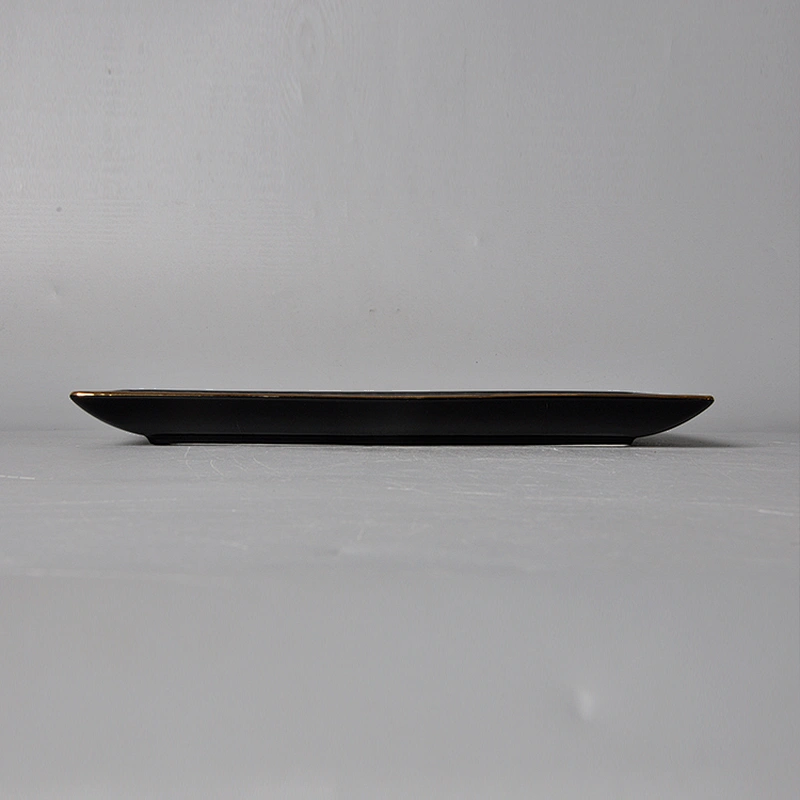 wholesale restaurant crockery porcelain matte black rectangle dessert plate