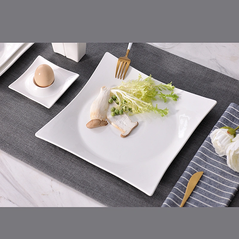 P&T Royal Ware wholesale white square ceramic wedding dinner plates for restaurant