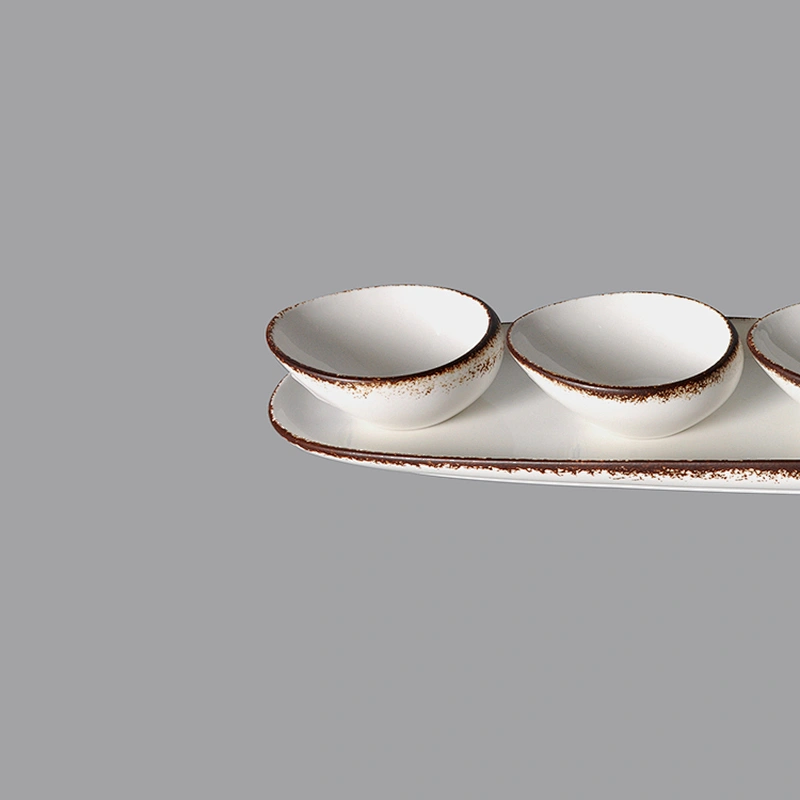 custom glazed restaurnat hotel porcelain ceramic sauce snack bowl with plate