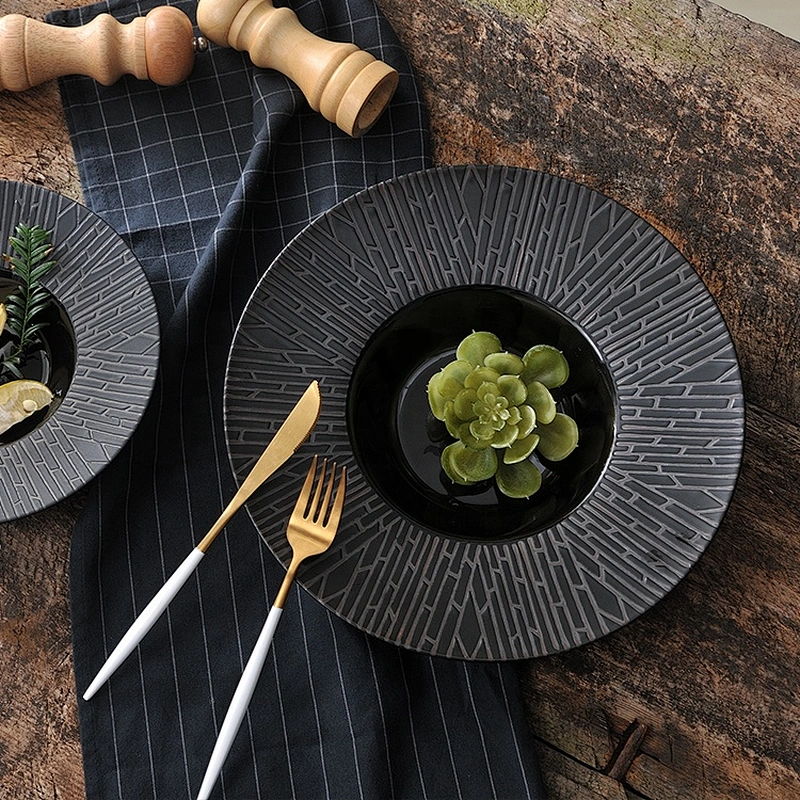 P&T Royal Ware, Black color plates, Unique pasta plates for restaurant use