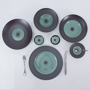 P&T Chaozhou Manufacturer Wholesale Porcelain Plates Black Soup Plate With Lid for Hotel