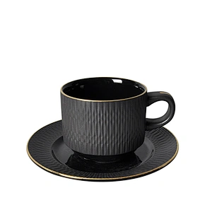 Factory China Wholesale Tea Cups Sets Restaurant Coffee Cup Ceramic Tea Set Matte Black Cups Set