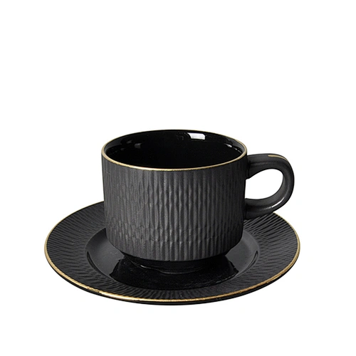 Factory China Wholesale Tea Cups Sets Restaurant Coffee Cup Ceramic Tea Set Matte Black Cups Set
