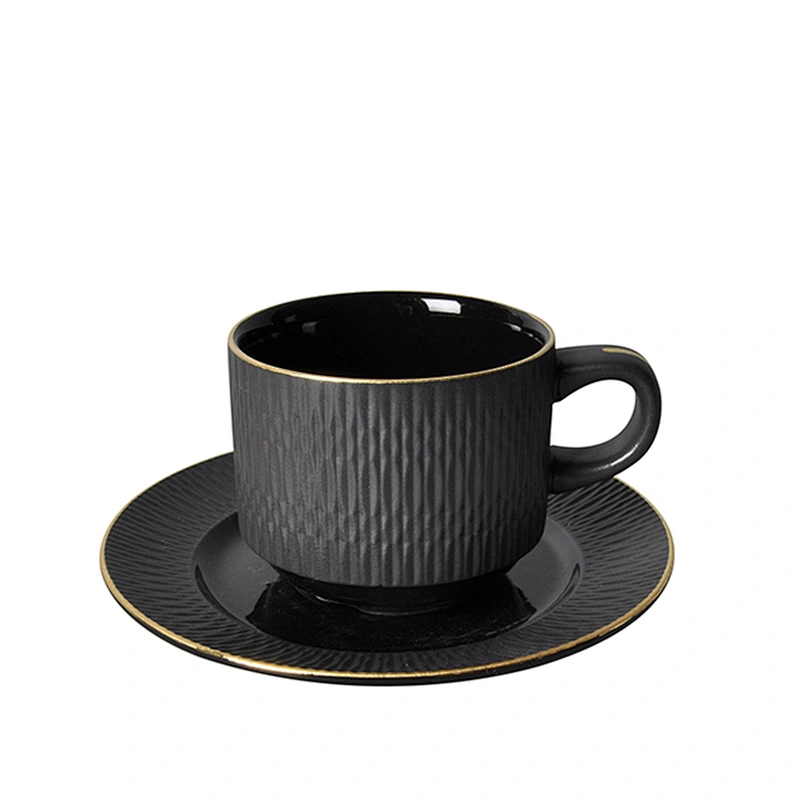 Factory China Wholesale Tea Cups Sets Restaurant Coffee Cup Ceramic Tea Set Matte Black Cups Set