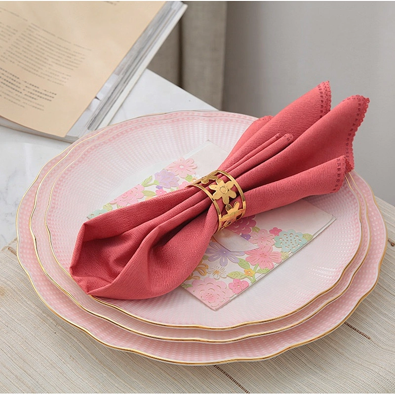 P&T Royal Ware gold rim pink colorful bone china ceramic dinnerware sets luxury