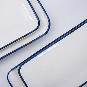 Wholesale Western Porcelain Glazed Restaurant Long Ceramic Dishes Plate