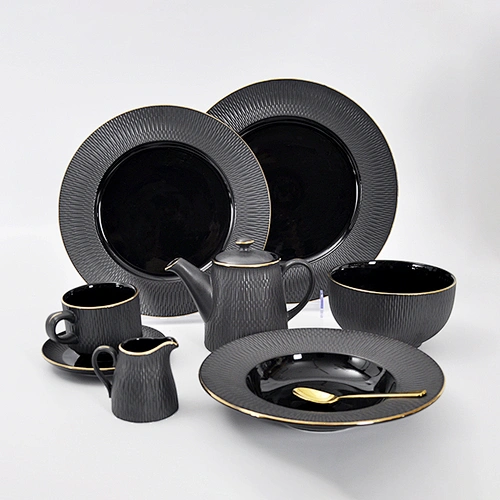 Top Choice Event Black Dinner Set , Ceramic Dinner Plates P&T Porcelain