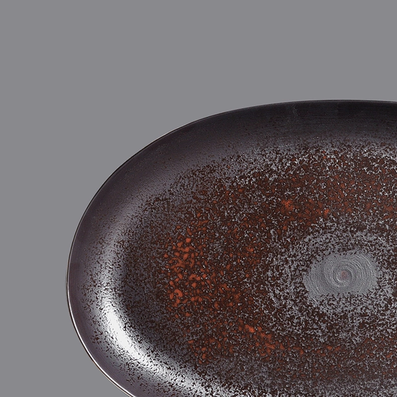 factory wholesale restaurant oval rust matte glazed ceramic porcelain shallow flat dinner plate