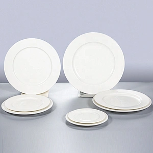 supplier white catering tableware porcelain ceramic plate set with knife