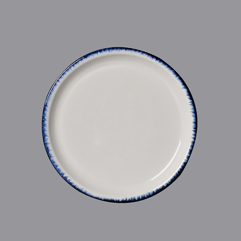 On Glaze White Table Top Tableware 8 Inch Porcelain Dessert Plate