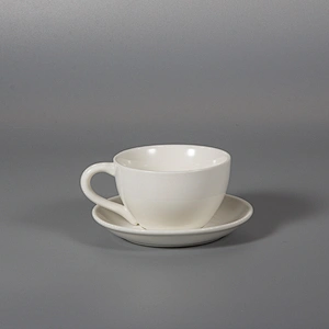 P&T Royal Ware Pure White Ceramics Porcelain 130ML Coffee Tea Cups with 5.5 Inch Cup Saucer