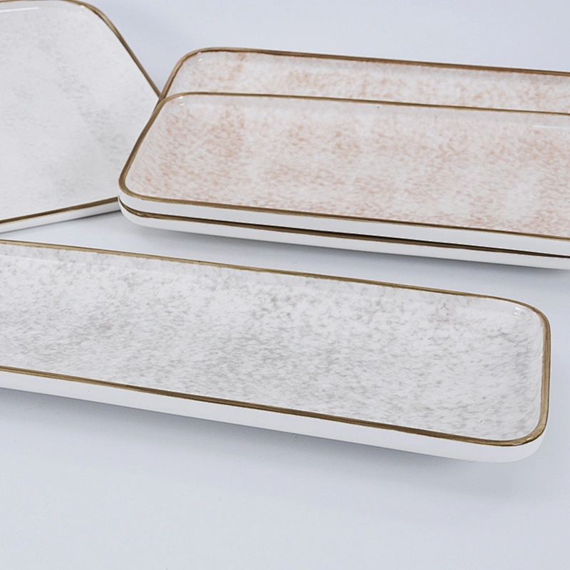 Nordic Restaurant Porcelain Flat Rectangular Ceramic Plates for Dessert Fruit Sushi