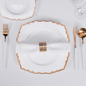 Hotel Restaurant Dinner Plate. Manufacturer Dish Plate Ceramic Luxury Bone China Gold Rim Steak Plate
