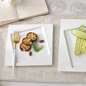 White 10 inches square bone china flat ceramic meat steak plate dinner plates restaurant