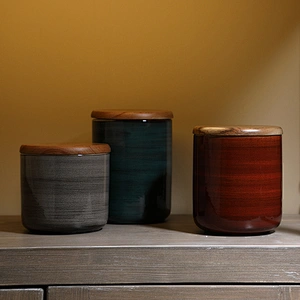 seal ceramic porcelain kitchen spice tea coffee sugar jars with wooden lids
