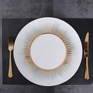 P&T Fancy Colored Charger Plates with Gold Rim,Reactive Color for Multiple Occasions Use.