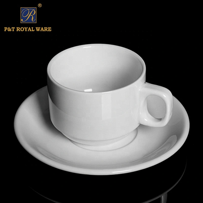 Custom logo white 240ml ceramic coffee mug cup