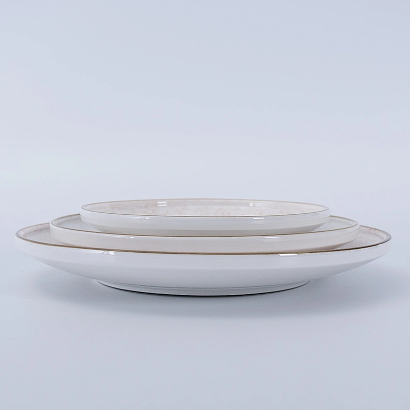 new design nordic glazed wedding catering restaurant round ceramic dinner plate sets