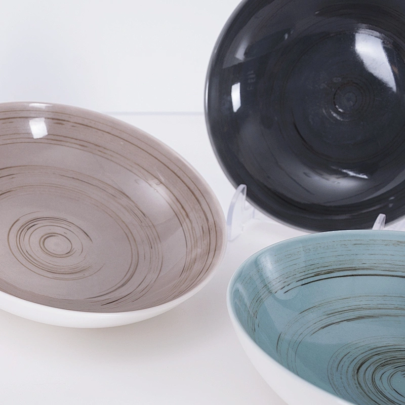 bulk wholesale glazed round deep porcelain ceramic restaurant soup plate