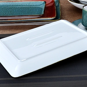 Chaozhou High Qulity In Stock Red Charger Plates, Hotel Under Glazed Rectangular Plate For Wedding