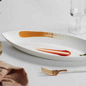 handmade 16inch custom hotel catering wedding supermarket sharp corners porcelain dinner plates serving dishes price wholesale