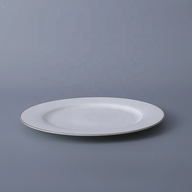 wholesale 7 inch modern hotel gold rim bone china buffet restaurant serving dishes charger porcelain dinner ceramic plate