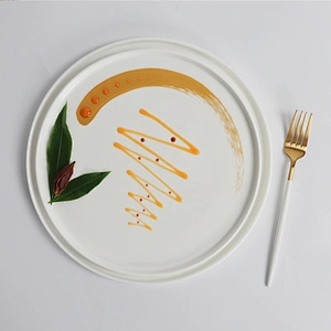 modern gold glazed serving dish bone china tableware nordic charger plates porcelain dinner sets for wedding hotel catering