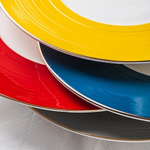 custom restaurant wedding gold rim party gray glazed dinner food plates sets charger porcelain ceramic plate wholesale