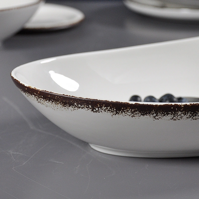 P&T porcelain ceramic porcelain ship style restaurant&hotel oval food bowl household banquet bowls