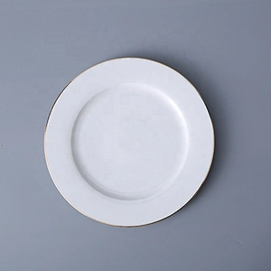 wholesale 7 inch modern hotel gold rim bone china buffet restaurant serving dishes charger porcelain dinner ceramic plate