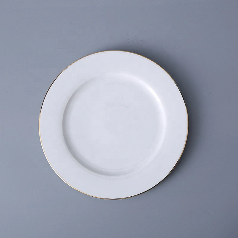 wholesale 7 inch modern hotel gold rim bone china buffet restaurant serving dishes charger porcelain dinner ceramic plate