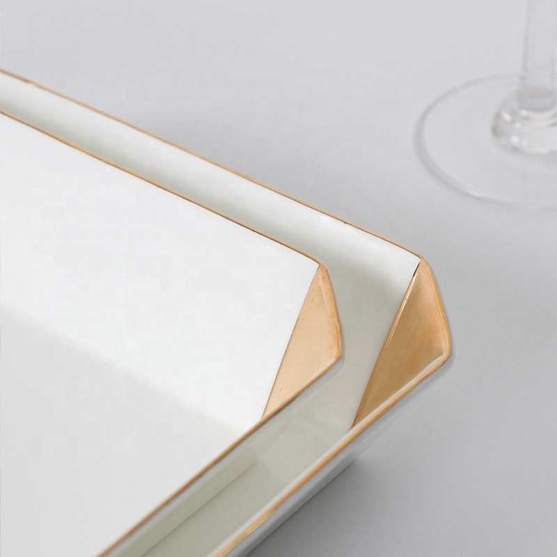 color glazed high end hotel restaurant banquet plates bone china tableware porcelain dinner plate with gold rim  price wholesale