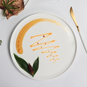 modern gold glazed serving dish bone china tableware nordic charger plates porcelain dinner sets for wedding hotel catering