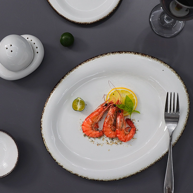 P&T porcelain ceramic porcelain restaurant round serving food plate for hotel&banquet
