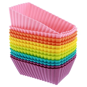Amazon Hot Sell Reusable Coloured Silicone Cupcake Baking muffin cups