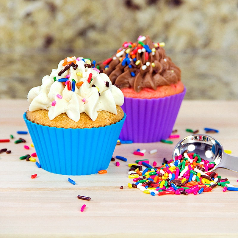 Amazon Hot Sell Reusable Coloured Silicone Cupcake Baking muffin cups