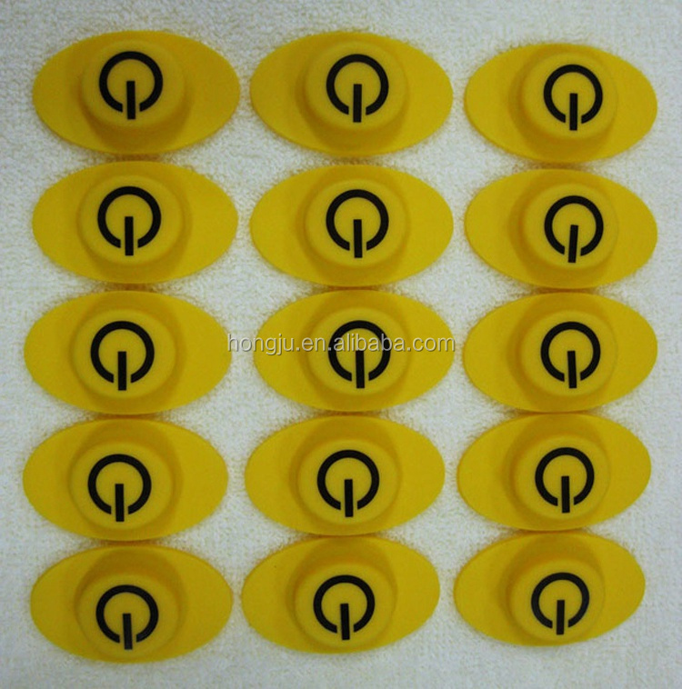 yellow silk-screened silicone rubber button