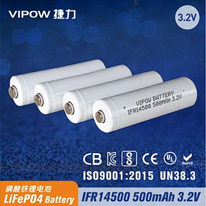 LiFePO4 Battery IFR14500 500mAh 3.2V Tip top