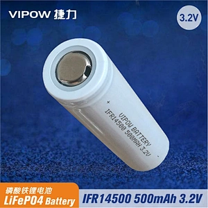 LiFePO4 Battery IFR14500 500mAh 3.2V Flat top