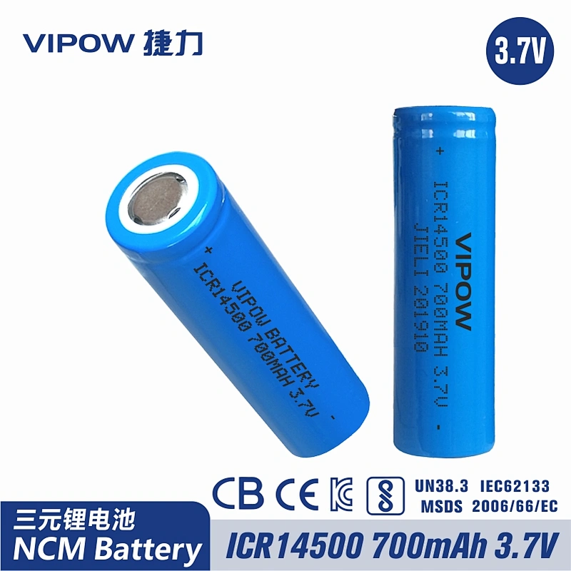 Lithium Battery ICR14500 700mAh 3.7V Flat Top